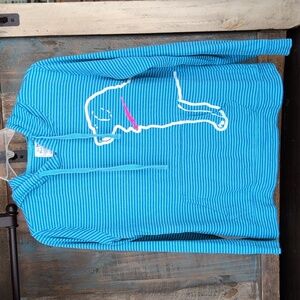 The Black Dog Blue Striped Long Sleeve Pullover w/ Hood - Women's Large